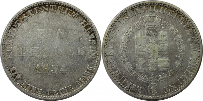 Taler 1834 
Altdeutsche Münzen und Medaillen, HESSEN - KASSEL. Wilhelm II. und ...