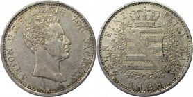 Konventionstaler 1828 S
Altdeutsche Münzen und Medaillen, SACHSEN - ALBERTINE. Anton (1827-1836). Konventionstaler 1828 S, Silber. Jaeger 54, Thun 30...