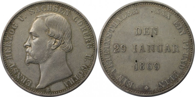 Vereinstaler 1869 B
Altdeutsche Münzen und Medaillen, SACHSEN - COBURG - GOTHA....