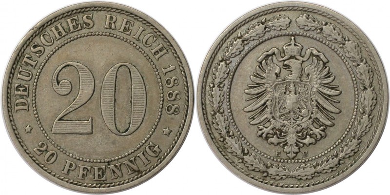 20 Pfenning 1888 E
Deutsche Münzen und Medaillen ab 1871, REICHSKLEINMÜNZEN. 20...