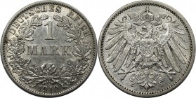 1 Mark 1910 A
Deutsche Münzen und Medaillen ab 1871, REICHSKLEINMÜNZEN. 1 Mark 1910 A, Silber. Jaeger 17. Vorzüglich-stempelglanz. Berieben