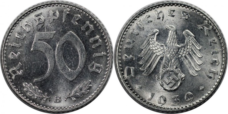 50 Reichspfennig 1939 B
Deutsche Münzen und Medaillen ab 1871, REICHSKLEINMÜNZE...