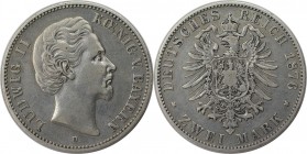2 Mark 1876 D
Deutsche Münzen und Medaillen ab 1871, REICHSSILBERMÜNZEN, Bayern. Ludwig II. (1864-1886). 2 Mark 1876 D, Silber. Jaeger 41. Sehr Schön...