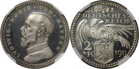 2 Mark 1913 
Deutsche Münzen und Medaillen ab 1871, REICHSSILBERMÜNZEN, Bayern, Ludwig III. (1913-1918), versilbertes Kupfer Muster 2 Mark 1913. Sch-...