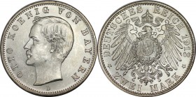 2 Mark 1913 D
Deutsche Münzen und Medaillen ab 1871, REICHSSILBERMÜNZEN, Bayern. Otto (1886-1913). 2 Mark 1913 D. Jaeger 45. Silber. Seltenes Jahr. V...