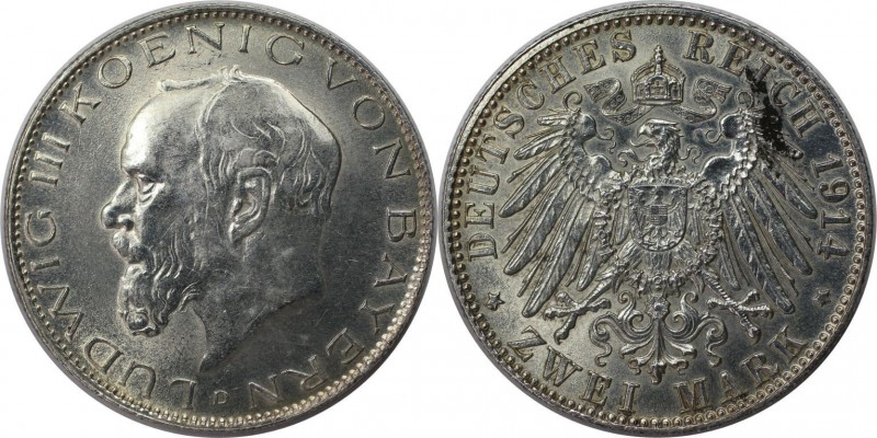 2 Mark 1914 D
Deutsche Münzen und Medaillen ab 1871, REICHSSILBERMÜNZEN, Bayern...