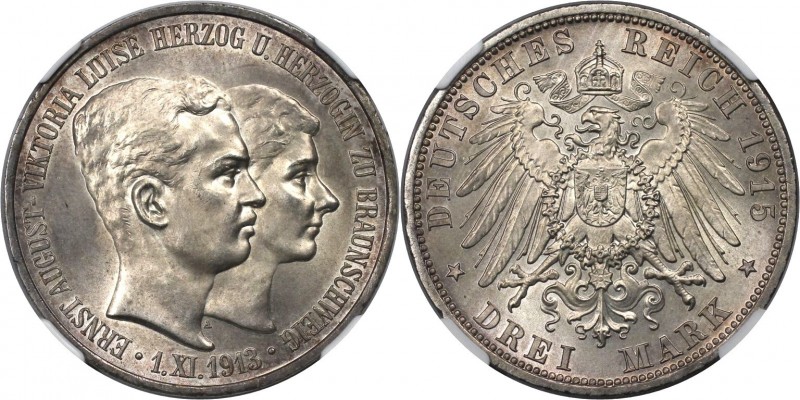 3 Mark 1915 A
Deutsche Münzen und Medaillen ab 1871, REICHSSILBERMÜNZEN, Brauns...