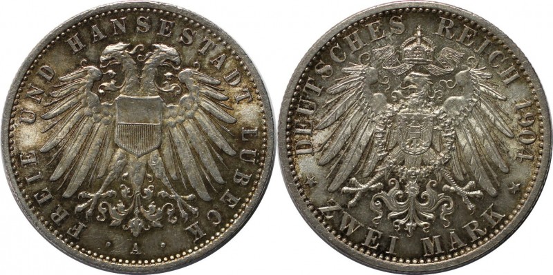 2 Mark 1904 A
Deutsche Münzen und Medaillen ab 1871, REICHSSILBERMÜNZEN, Lübeck...