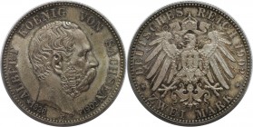2 Mark 1902 E
Deutsche Münzen und Medaillen ab 1871, REICHSSILBERMÜNZEN, Sachsen, Albert (1873-1902). 2 Mark 1902 E, auf den Tod. Silber. Jaeger 124....