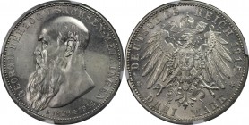 3 Mark 1915 
Deutsche Münzen und Medaillen ab 1871, REICHSSILBERMÜNZEN, Sachsen-Meiningen. Georg II. (1866-1914). 3 Mark 1915, auf sein Tod. Silber. ...