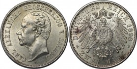 2 Mark 1898 A
Deutsche Münzen und Medaillen ab 1871, REICHSSILBERMÜNZEN, Sachsen-Weimar-Eisenach. Carl Alexander (1853-1901). 2 Mark 1898 A, Silber. ...