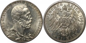 2 Mark 1905 
Deutsche Münzen und Medaillen ab 1871, REICHSSILBERMÜNZEN, Schwarzburg-Sonderhausen. Karl Günther (1880-1909). 2 Mark 1905, 25. Regierun...