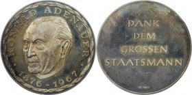 Medaille 1967 
Deutsche Münzen und Medaillen ab 1945, BUNDESREPUBLIK DEUTSCHLAND. Konrad Adenauer. Medaille 1967, Silber. 1.6 OZ. Polierte Platte