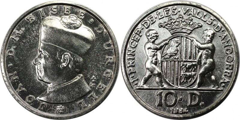 10 Diners 1984 
Europäische Münzen und Medaillen, Andorra. Joan D.M. Bisbe d'Ur...