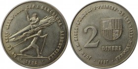 2 Diners 1987 
Europäische Münzen und Medaillen, Andorra. Olympische Spiele 1992 - Kanute und Langläufer. 2 Diners 1987, Kupfer-Nickel. KM 46.1. Stem...