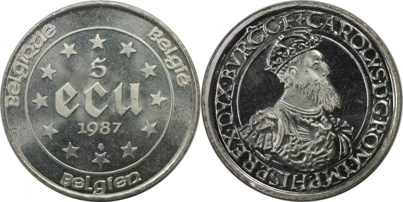 5 Ecu 1987 
Europäische Münzen und Medaillen, Belgien / Belgium. Karl V. 5 Ecu ...