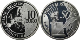 10 Euro 2007 
Europäische Münzen und Medaillen, Belgien / Belgium. 50 Jahre römische Verträge. 10 Euro 2007, Silber. KM 257. Polierte Platte, mit Pla...