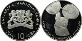 10 Leva 2000 
Europäische Münzen und Medaillen, Bulgarien / Bulgaria. XXVII. Olympische Sommerspiele 2000 in Sidney - Powerlifter. 10 Leva 2000, Silb...