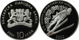 10 Leva 2001 
Europäische Münzen und Medaillen, Bulgarien / Bulgaria. XIX. Olympische Winterspiele 2002 in Salt Lake City - Skisprungschanze. 10 Leva...