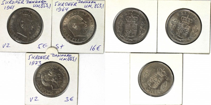 Lot von 3 Münzen 1961-1973 
Europäische Münzen und Medaillen, Dänemark / Denmar...