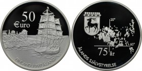 Medaille 1997 
Europäische Münzen und Medaillen, Finnland / Finland. Aland. 75 Jahre Autonomie. Medaille "50 Euro" 1997, Silber. Polierte Platte