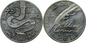 10 Euro 2002 
Europäische Münzen und Medaillen, Finnland / Finland. Elias Lönnrot. 10 Euro 2002, Silber. KM 108. Stempelglanz