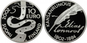 10 Euro 2002 
Europäische Münzen und Medaillen, Finnland / Finland. Elias Lönnrot. 10 Euro 2002, Silber. KM 108. Polierte Platte