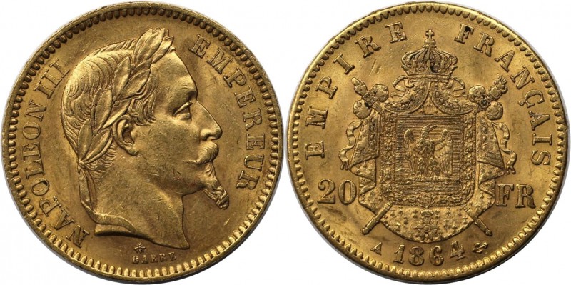 20 Francs 1864 A
Europäische Münzen und Medaillen, Frankreich / France. Napoleo...