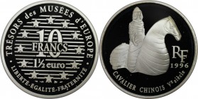 10 Francs - 1 1/2 Euro 1996 
Europäische Münzen und Medaillen, Frankreich / France. Chinesischer Reiter. 10 Francs - 1 1/2 Euro 1996, Silber. KM 1158...