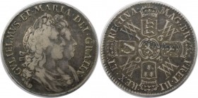 1/2 Crown 1693 
Europäische Münzen und Medaillen, Großbritannien / Vereinigtes Königreich / UK / United Kingdom. "William & Mary". 1/2 Crown 1693, Si...