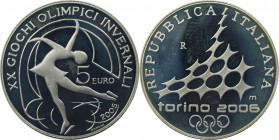 5 Euro 2005 
Europäische Münzen und Medaillen, Italien / Italy. XX. Olympische Winterspiele 2006 in Turin - Eiskunstlauf. 5 Euro 2005, Silber. Polier...