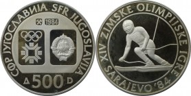 500 Dinara 1984 
Europäische Münzen und Medaillen, Jugoslawien / Yugoslavia. XIV Olympische Winterspiele Sarajewo - Schifahrer. 500 Dinara 1984, Silb...