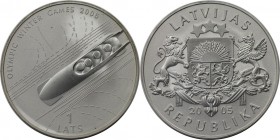1 Lats 2005 
Europäische Münzen und Medaillen, Lettland / Latvia. Olympische Winterspiele 2006 in Turin - Bobfahrer. 1 Lats 2005, Silber. KM 69. Poli...