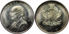 1 Pound 1972 
Europäische Münzen und Medaillen, Malta. Manwel Dimech. 1 Pound 1972, Silber. 0.32 OZ. KM 13. Stempelglanz