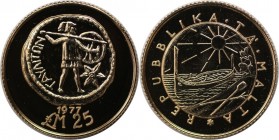 25 Pounds 1977 
Europäische Münzen und Medaillen, Malta. Maltesische Münzgeschichte: Erste Münze von Gozo. 25 Pounds 1977, 7.33g. Feine Gold. KM 48. ...