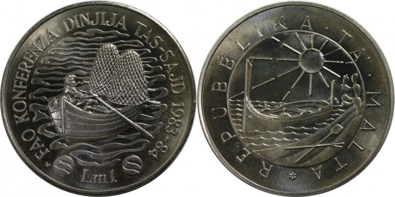 1 Lira 1984 
Europäische Münzen und Medaillen, Malta. Series: F.A.O. - Hummerfi...