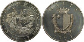 1 Lira (2 Ecu) 1993 
Europäische Münzen und Medaillen, Malta. Verteidigung Europas - Segelschiffe. 1 Lira (2 Ecu) 1993, Kupfer-Nickel. KM 103. Stempe...