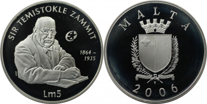 5 Liri 2006 
Europäische Münzen und Medaillen, Malta. "Sir Temistokle Zammit". ...