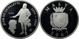 5 Liri 2007 
Europäische Münzen und Medaillen, Malta. "Jean de La Valette". 5 Liri 2007, Silber. KM 123. Polierte Platte, mit Plastik Box