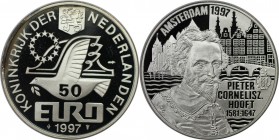 Medaille 1997 
Europäische Münzen und Medaillen, Niederlande / Netherlands. Pieter Cornelisz Hooft, 1581-1647. Medaille "50 Euro" 1997, Silber. Polie...