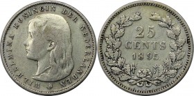 25 Cents 1895 
Europäische Münzen und Medaillen, Niederlande / Netherlands. Wilhelmina (1890-1948). 25 Cents 1895, Silber. Sehr Schön-Vorzüglich
