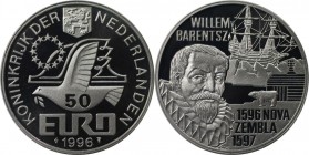 Medaille 1996 
Europäische Münzen und Medaillen, Niederlande / Netherlands. 500 Jahre Barentsz Überwinterung in Nova Zembla. Medaille "50 Euro" 1996,...