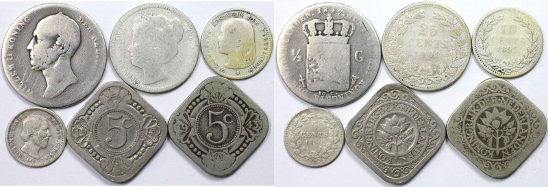 Lot von 6 Münzen 1847 - 1943 
Europäische Münzen und Medaillen, Niederlande / N...