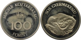 100 Forint 1990 
Europäische Münzen und Medaillen, Ungarn / Hungary. S.O.S. Kinderdorf. 100 Forint 1990. Kupfer - Nickel. KM 700. Polierte Platte