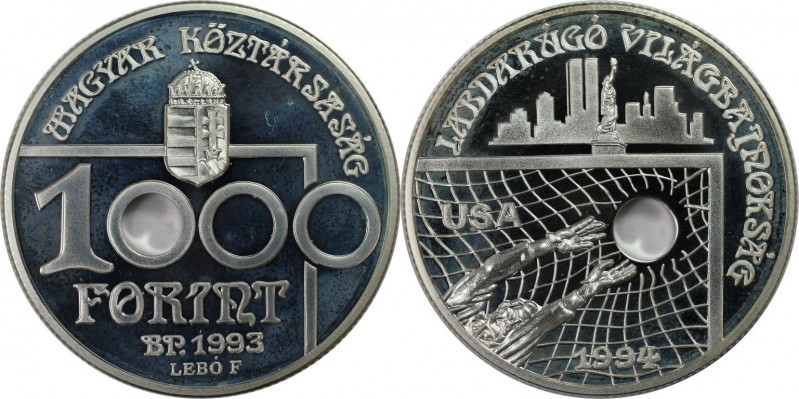1000 Forint 1993 
Europäische Münzen und Medaillen, Ungarn / Hungary. Fußball W...
