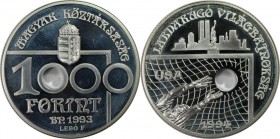 1000 Forint 1993 
Europäische Münzen und Medaillen, Ungarn / Hungary. Fußball WM 1994. 1000 Forint 1993, Silber. 0.93 OZ. KM 706. Stempelglanz
