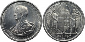 5 Pengö 1943 
Europäische Münzen und Medaillen, Ungarn / Hungary. 75. Jahrestag - Geburt von Admiral Horthy. 5 Pengö 1943, Aluminium. KM 523. Stempel...