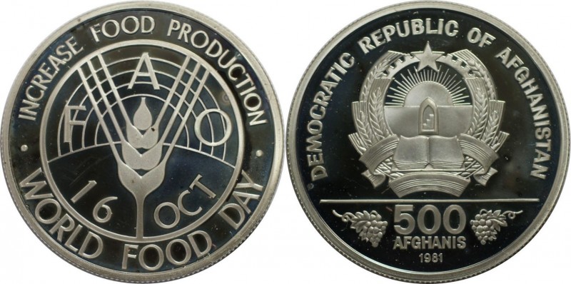 500 Afghanis 1981 
Weltmünzen und Medaillen, Afghanistan. Welternährungstag. 50...