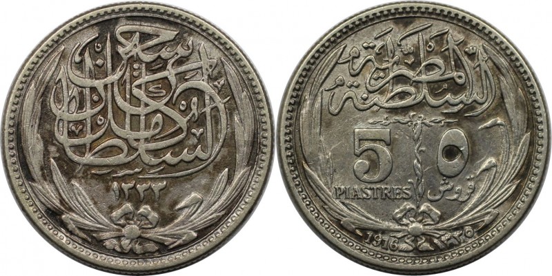 5 Piastres 1916 
Weltmünzen und Medaillen, Ägypten / Egypt. Hussein Kamil (1914...