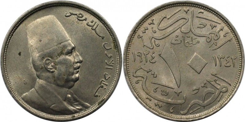 10 Milliemes 1924 
Weltmünzen und Medaillen, Ägypten / Egypt. Fuad I. 10 Millie...